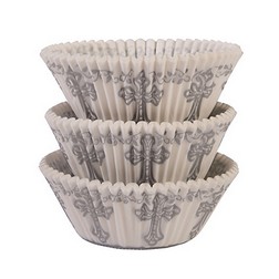 Silver Cross Cupcake Liners