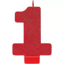 Red Glitter Number 1 Candle
