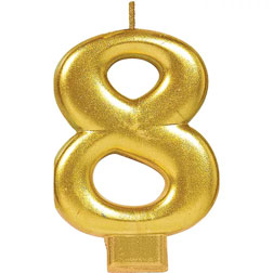 Gold Number 8 Candle