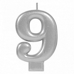 Silver Number 9 Candle