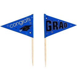 Royal Blue School Pride Graduation Cake Picks