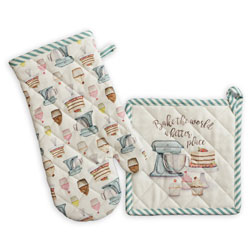 Mixer and Cupcakes - Oven Mitt and Pot Holder Set