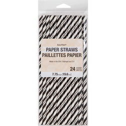 Striped Black Paper Straws