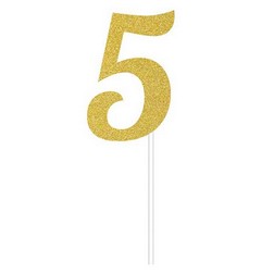 Number 5 Gold Cake Topper