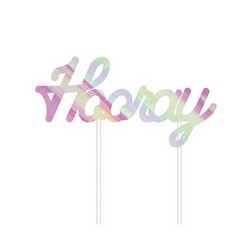 Iridescent Hooray Cake Topper