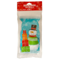 Christmas Snowman Zipper Treat Bags