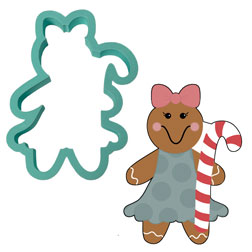 Gingerbread Girl w/ Candy Cane Cookie Cutter