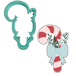 Candy Cane With Greenery Cookie Cutter