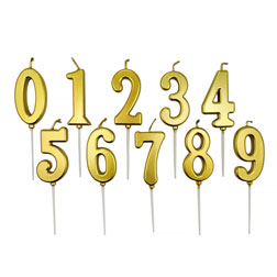 Gold Mini Number Birthday Candles
