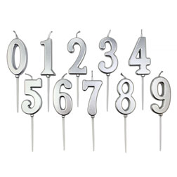 Silver Mini Number Birthday Candles