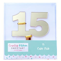 Gold Number 15 Quinceanera Cake Topper