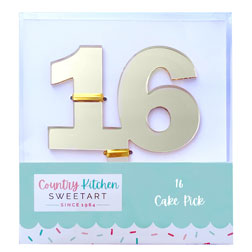 Gold Number 16 Cake Topper
