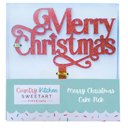 Merry Christmas Glitter Cake Topper