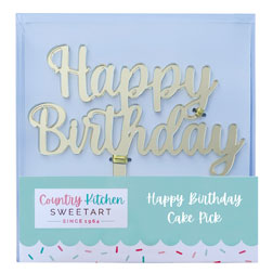 Gold Happy Birthday Cake Topper