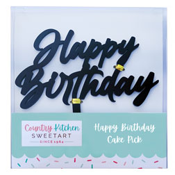 Black Happy Birthday Cake Topper