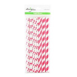 Magenta Dots & Stripes Paper Straws