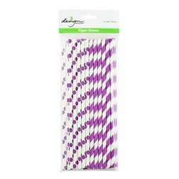 Purple Dots & Stripes Paper Straws