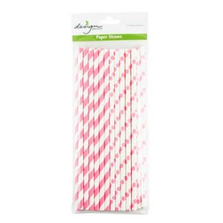 Pink Dots & Stripes Paper Straws