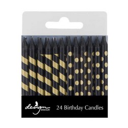 Black with Gold Stripes & Dots Candles