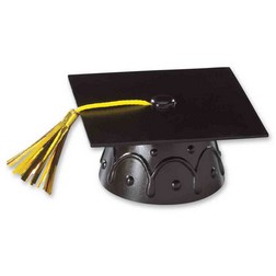 Black Graduation Cap Topper w/ Foil Tassel