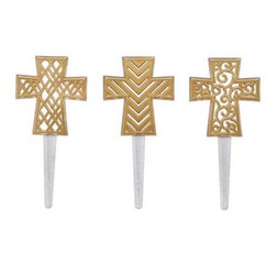 Gold Cross Cake Picks