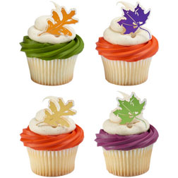 Foil Autumn Leaves Cupcake Cake Picks