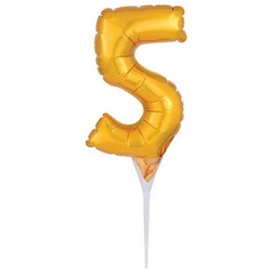 Number 5 Gold Balloon Pick