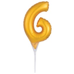 Number 6 Gold Balloon Pick