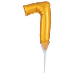 Number 7 Gold Balloon Pick
