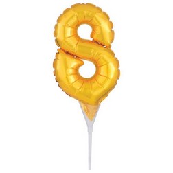 Number 8 Gold Balloon Pick