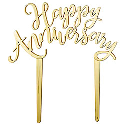 Happy Anniversary Gold Topper