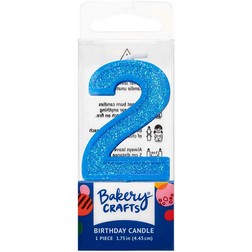 Blue Number 2 Glitter Candle