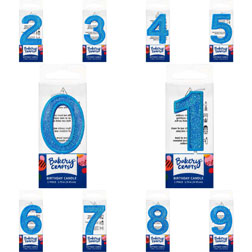 Blue Glitter Number Birthday Candle