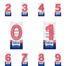 Pink Glitter Number Birthday Candle