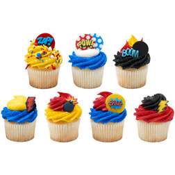 Superhero Comic Book Edible Cupcake Toppers