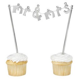 Mr & Mrs Banner Wedding Cake Pick