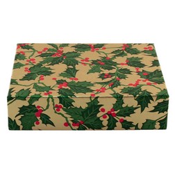 1/2 lb Holly and Berry Candy Box with Brown Base