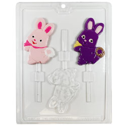 Cute Bunny w/ Basket Sucker Chocolate Mold