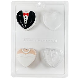 Bride & Groom Heart Sandwich Cookie Chocolate Mold