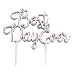 Best Day Ever Silver Cake Pick