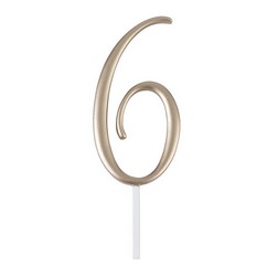 Gold Monogram Number "6" Cake Topper