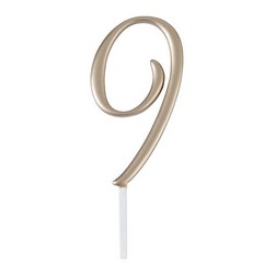 Gold Monogram Number "9" Cake Topper