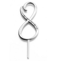 Silver Monogram Number "8" Cake Topper