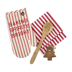 Christmas Stripes Oven Mitt Gift Set