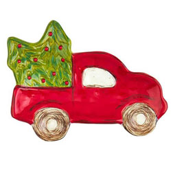 Vintage Truck Christmas Tidbit Plate