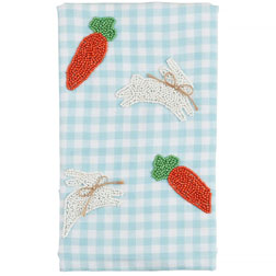 Bunny and Carrot Beaded Easter Kitchen Towel