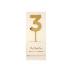 Number 3 Gold Acrylic Cake Topper