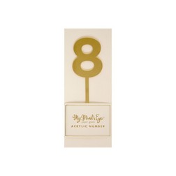 Number 8 Acrylic Gold Cake Topper