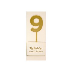 Number 9 Acrylic Gold Cake Topper