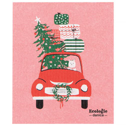 Swedish Dish Cloth - Christmas Kitty